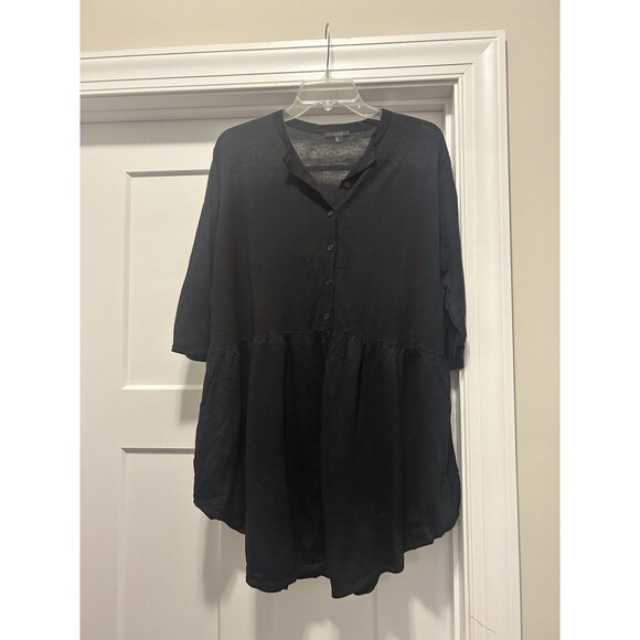 COS Women Size Small Black Oversized Tunic Top LAGENLOOK Wool Minimalist Button - Picture 1 of 7